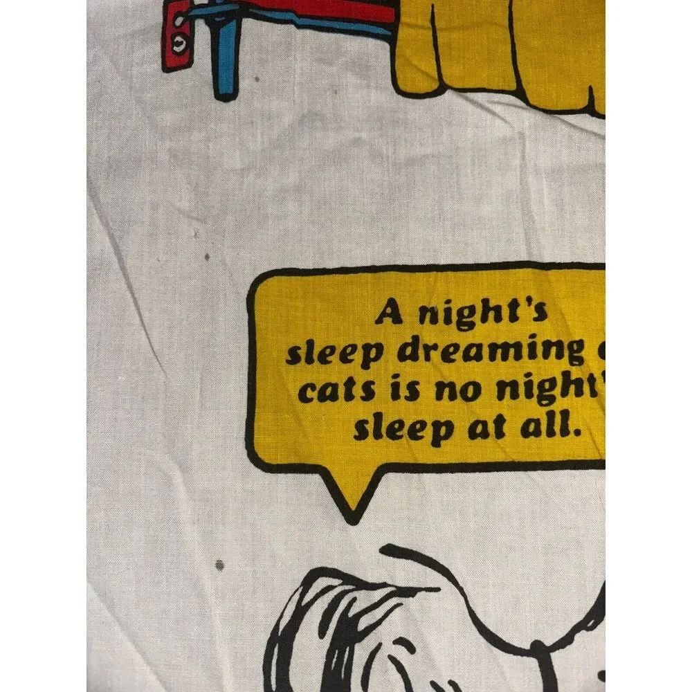 VTG 70s Snoopy Charlie Brown Peanuts Twin Top Flat Sheet‎ Shultz 1971 Woodstock
